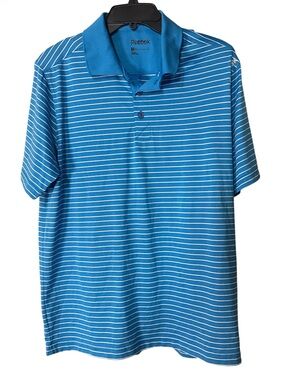 Reebok Men’s Light Blue Striped Golf Active Polo - Size M